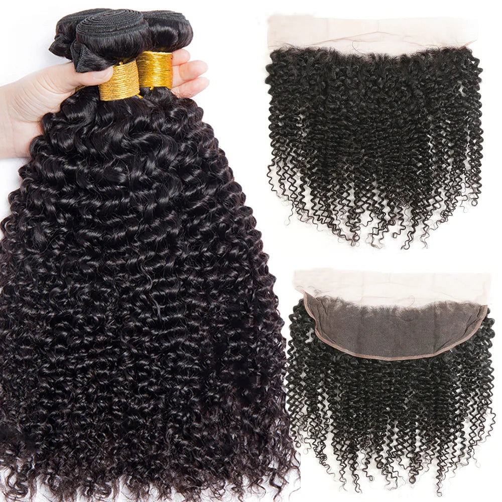 Kinky Curly 3PCS Bundles & 1PC Closure or Frontal – 5x5, 13x4 & 13x6 | 100% Human Hair | HD Lace Wig | Boruihair