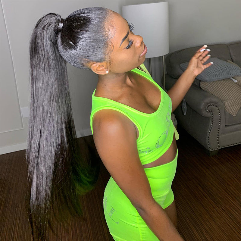 Straight 12A Warp Around Ponytails 100% Human Hair Ponytails