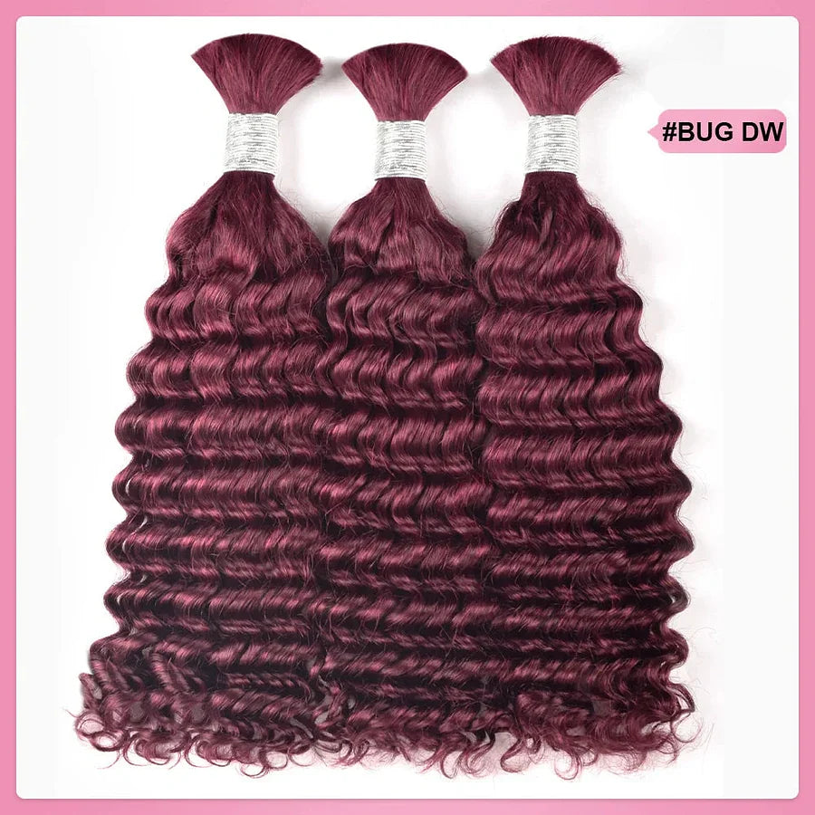 #BUG Burgundy Red Best Human Hair For Boho Braids BORUIHAIR