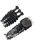 Natural Wave 3PCS Bundles & 1PC 5x5 Lace Closure | Transparent & HD Lace | 100% Human Hair | Top Virgin Hair