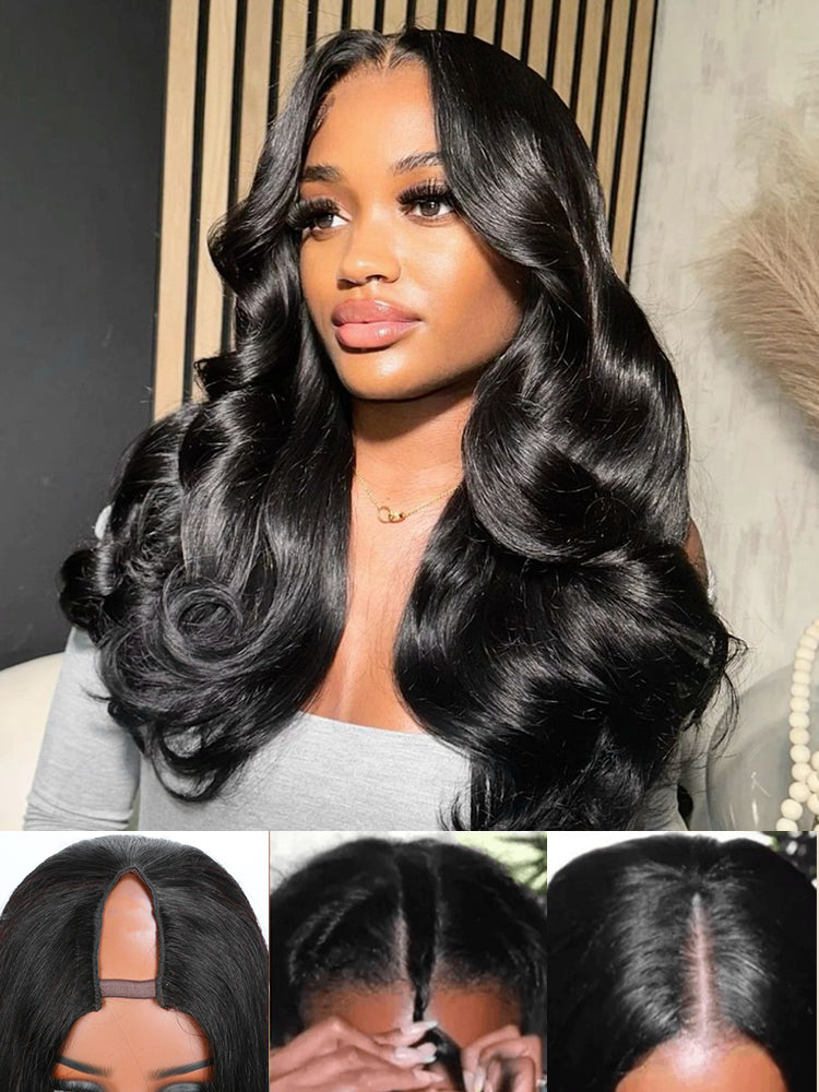 250% Density Boruihair Body Wave Glueless Pre‐Plucked Human Hair Wigs| V‐Part & U‐Part Options | 100% Human Hair