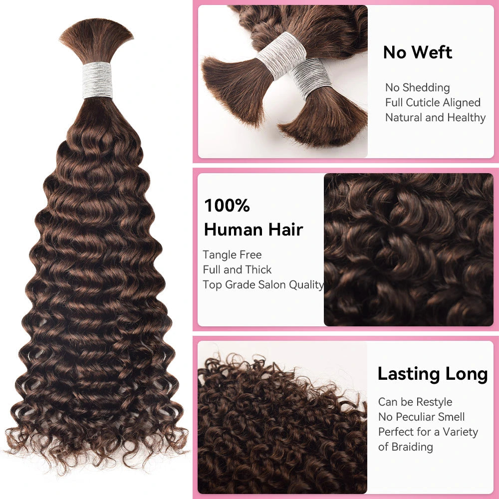 #2 Brown Bohemian Human Hair For Braiding BORUIHAIR