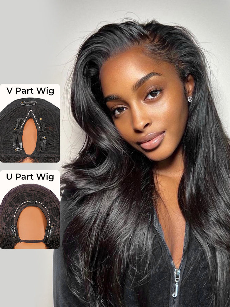250% Density Boruihair Body Wave Glueless Pre‐Plucked Human Hair Wigs| V‐Part & U‐Part Options | 100% Human Hair