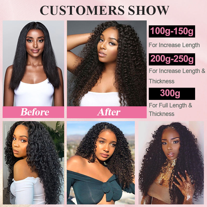 #1B Kinky Curly Tape in Hair  Extensions 20pcs 50g/pack Seamless Skin Weft Hair | 100% Human Hair | BORUIHAIR