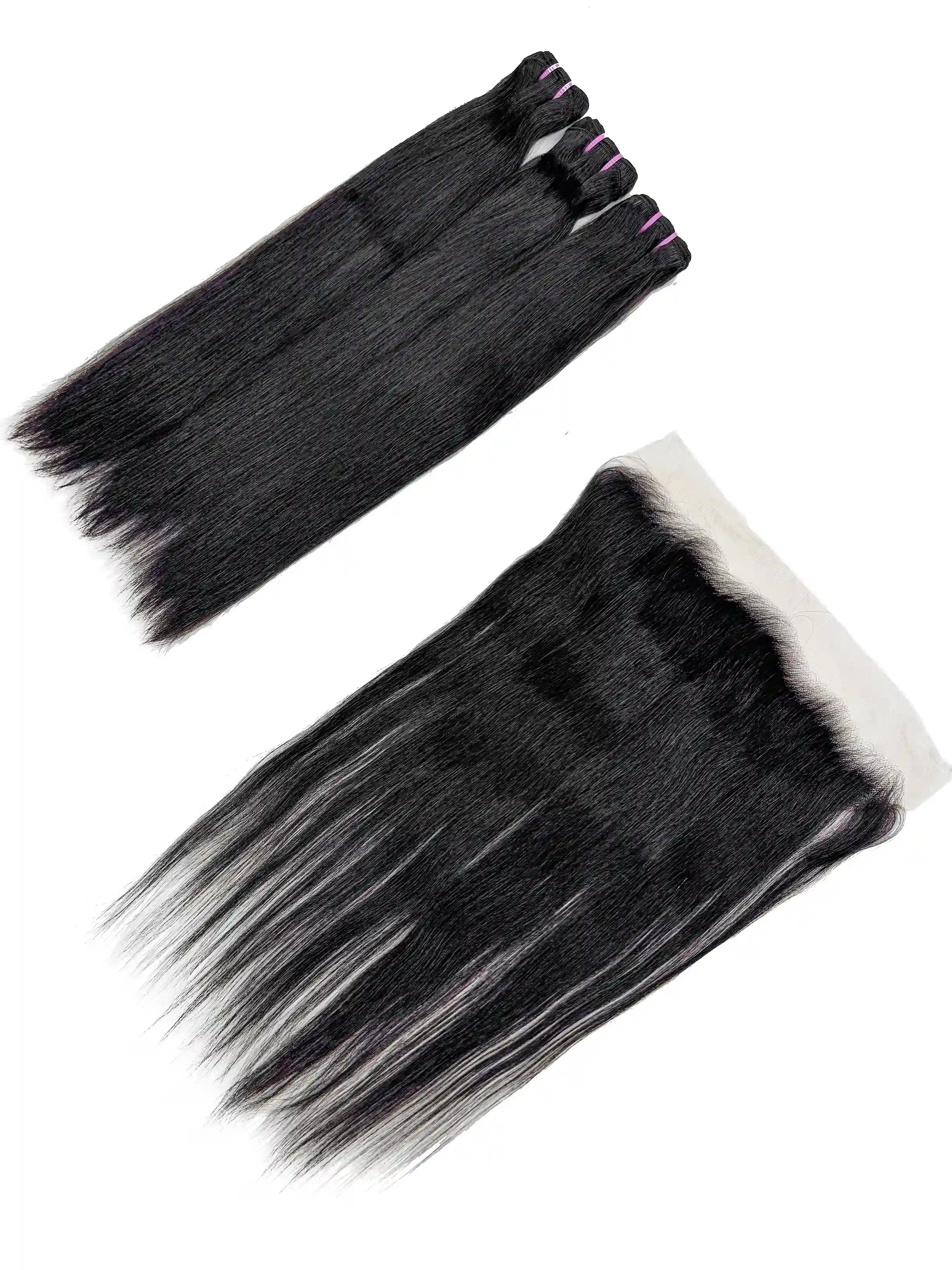 Straight 3PCS Bundles & 1PC 13x4 Lace Frontal | Transparent & HD Lace | 100% Human Hair | Top Virgin Hair