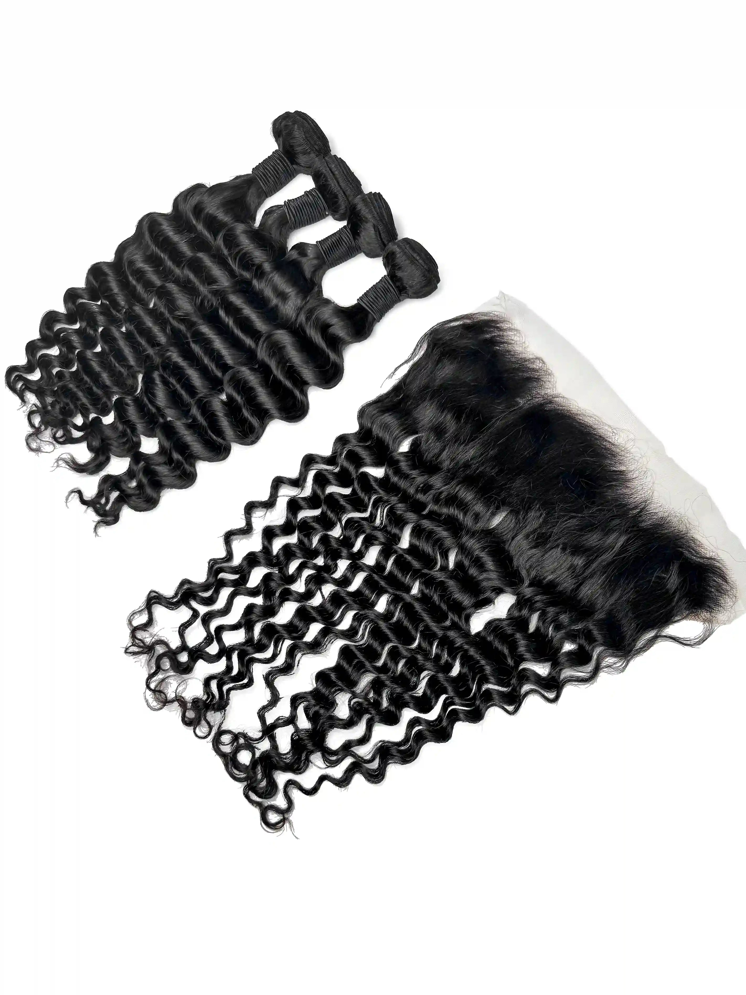 Natural Wave 4PCS Bundles & 1PC 13x4 Lace Frontal | Transparent & HD Lace | 100% Human Hair | Top Virgin Hair