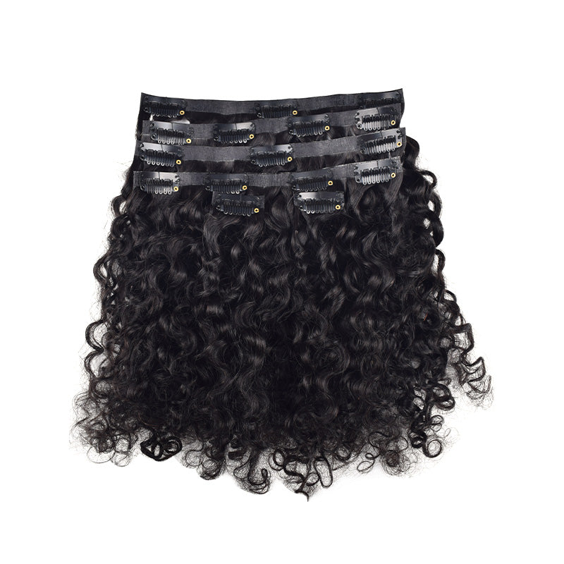 #1B Burmese Curly | Clip in Hair | 6Pcs 100g | PU Seamless Clip ins | Extensions Real Human Hair | boruihair