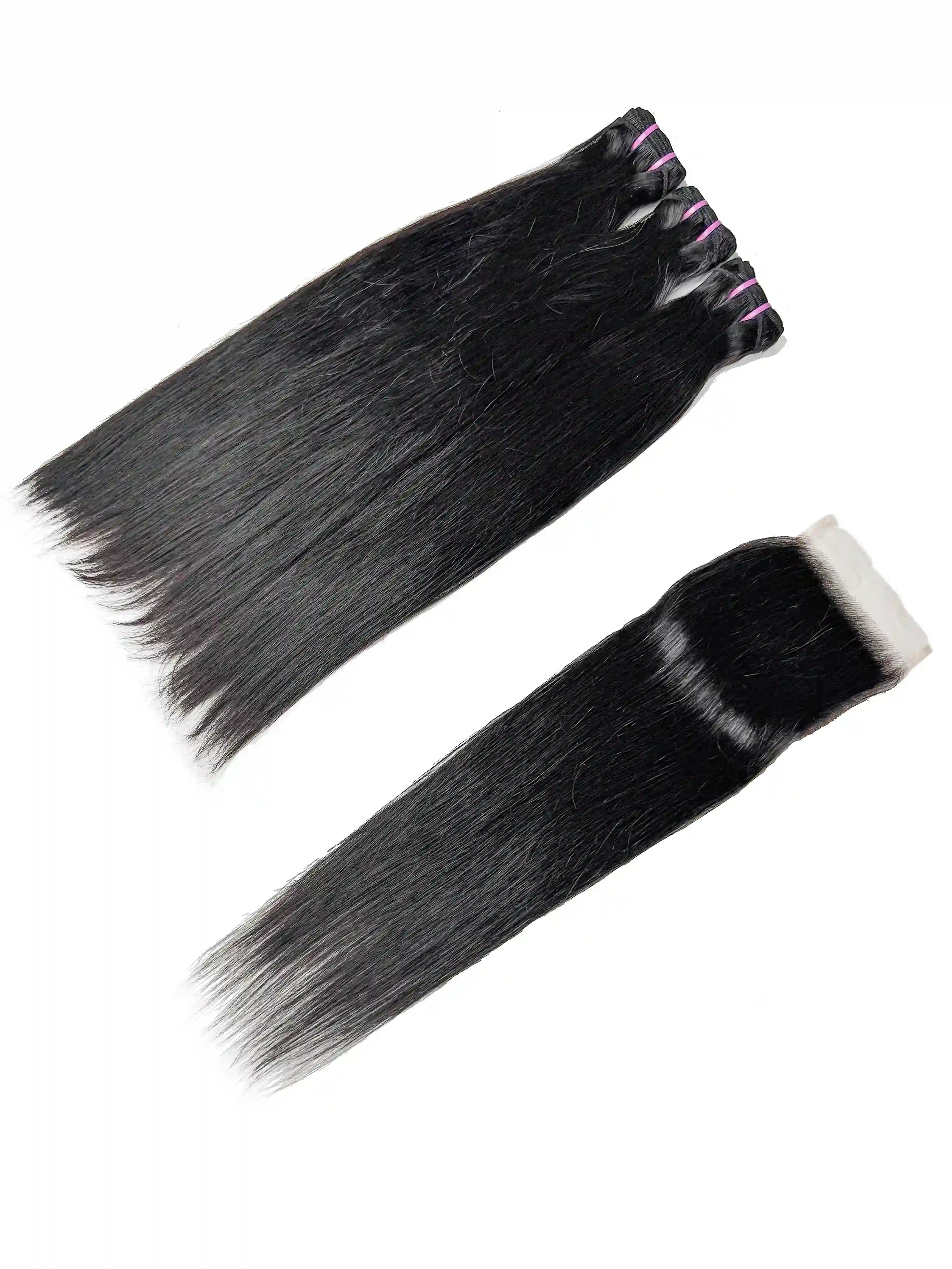 Straight 3PCS Bundles & 1PC 5x5 Lace Closure | Transparent & HD Lace | 100% Human Hair | Top Virgin Hair