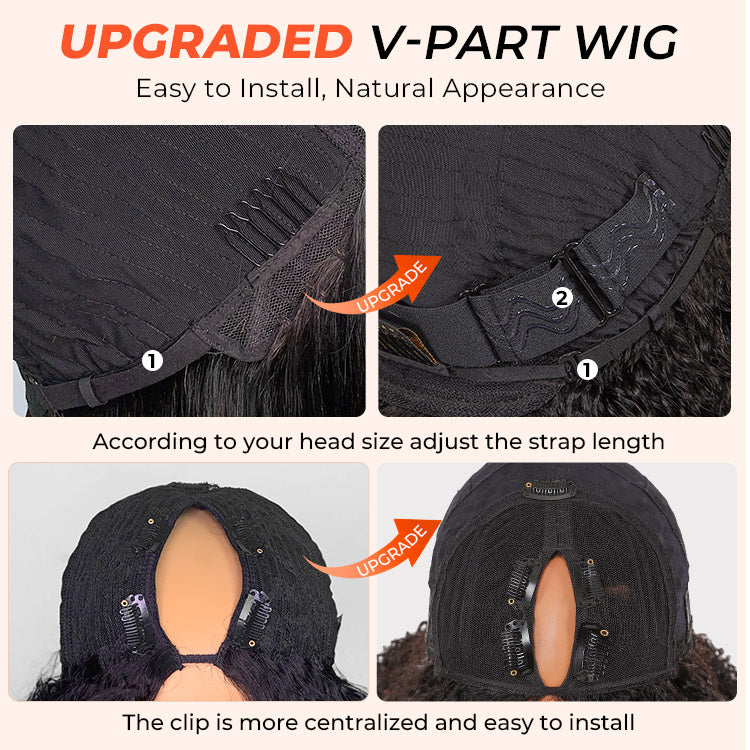 250% Density Boruihair SDD Pixie Curly Glueless Pre‐Plucked Human Hair Wigs| V‐Part & U‐Part Options | 100% Human Hair