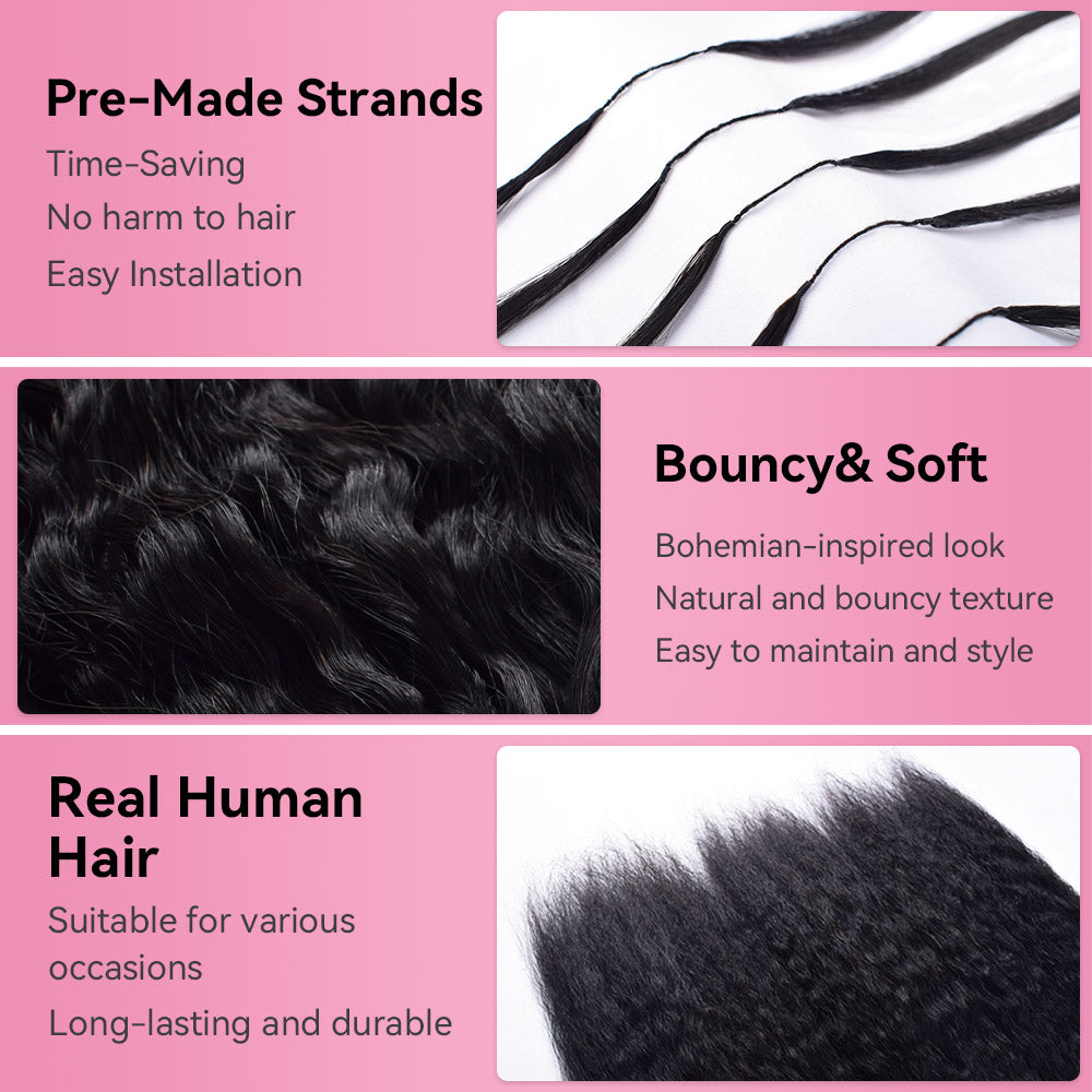 Kinky Straight Crochet Human Hair Pre Loop Extensions BORUIHAIR