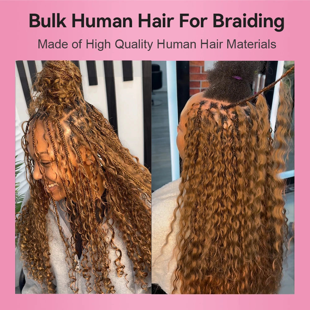 #30 Brown Deep Wave Hair Bulk | Boho Braids | 100% Human Hair | BORUIHAIR