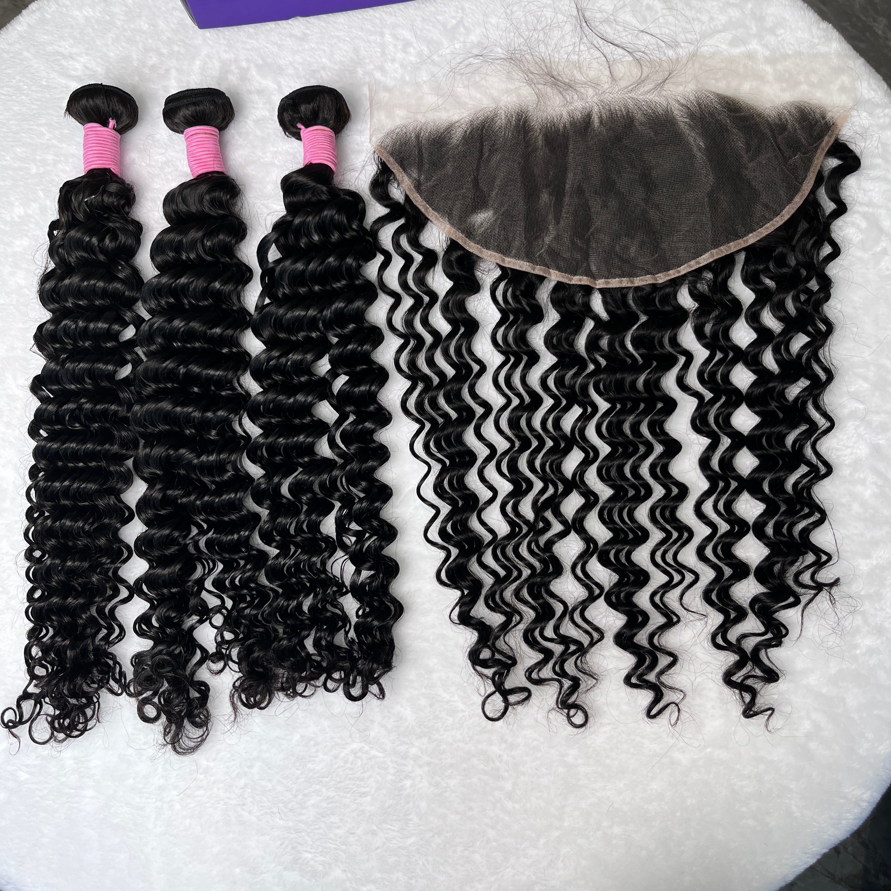 Deep Wave 3PCS Bundles & 1PC Closure or Frontal – 5x5, 13x4 & 13x6 | 100% Human Hair | Transparent Lace Wig | Boruihair