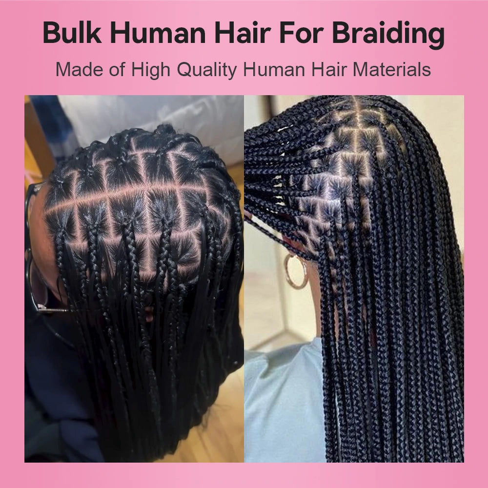 #1 Jet Black Straight Hair Bulk | Boho Braids | No Weft | 100% Human Hair | BORUIHAIR