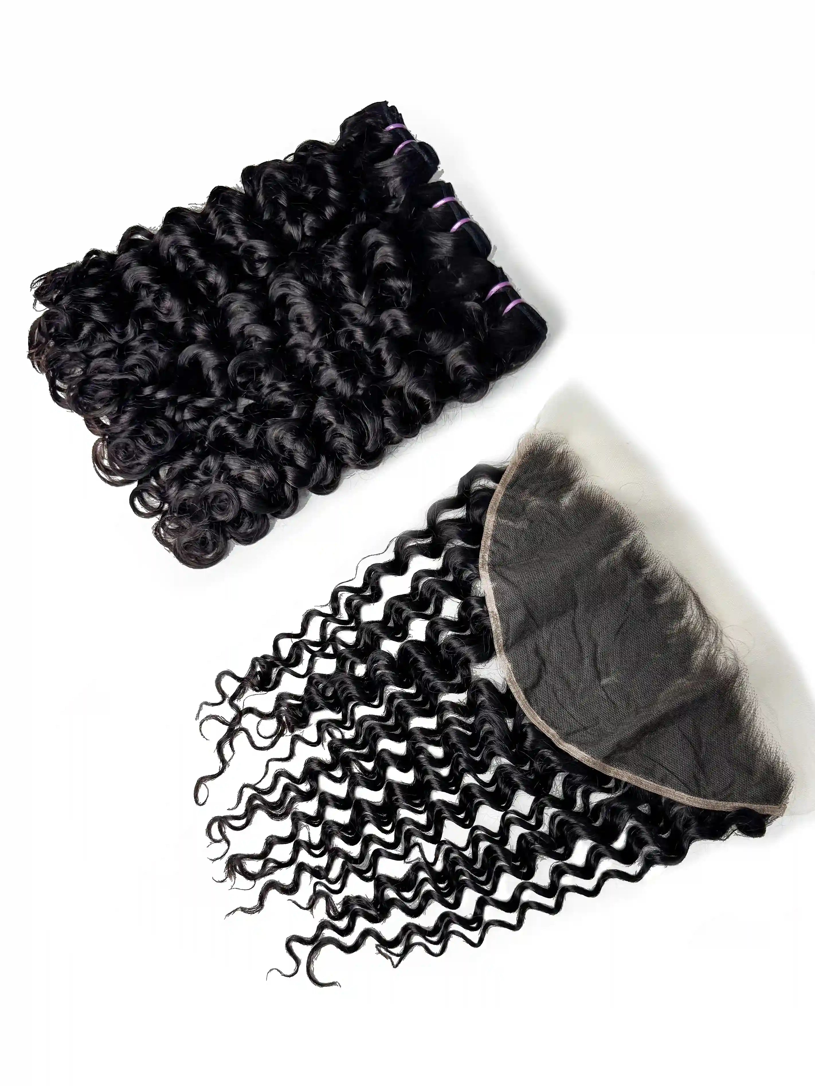 Water Wave 3PCS Bundles & 1PC 13x6 Lace Frontal | Transparent & HD Lace | 100% Human Hair | Top Virgin Hair