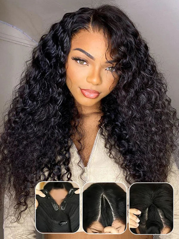 250% Density Boruihair Water Wave Glueless Pre‐Plucked Human Hair Wigs| V‐Part & U‐Part Options | 100% Human Hair