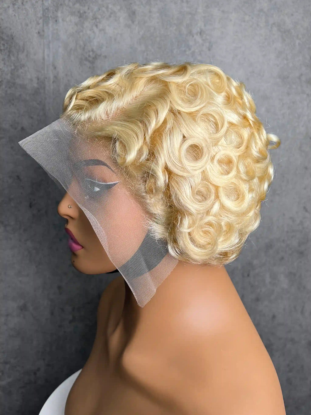 Short Layered Pixie Cut Curly Wigs Transparent 13*4 Full Frontal Lace Color Wig | 100% Human Hair | Boruihair