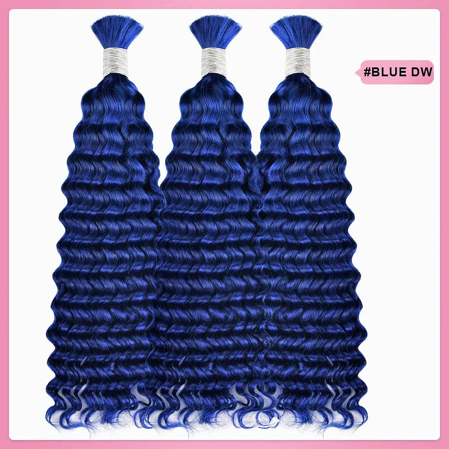 #Blue Deep Wave Hair Bulk | Bohemian | For Braiding | 100% Human Hair | BORUIHAIR