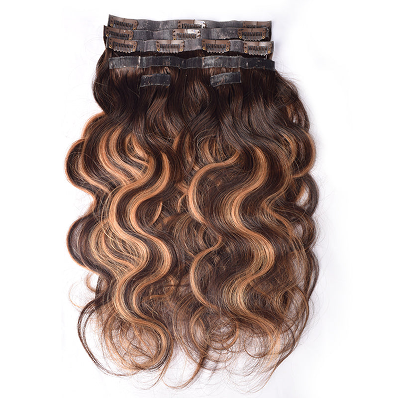 #P4/27/T4 Body Wave|6Pcs 100g | PU Seamless Clip ins Hair | 100% Human Hair | boruihair