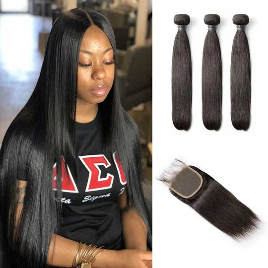 Straight 3PCS Bundles & 1PC Closure or Frontal – 5x5, 13x4 & 13x6 | 100% Human Hair | HD Lace Wig | Boruihair