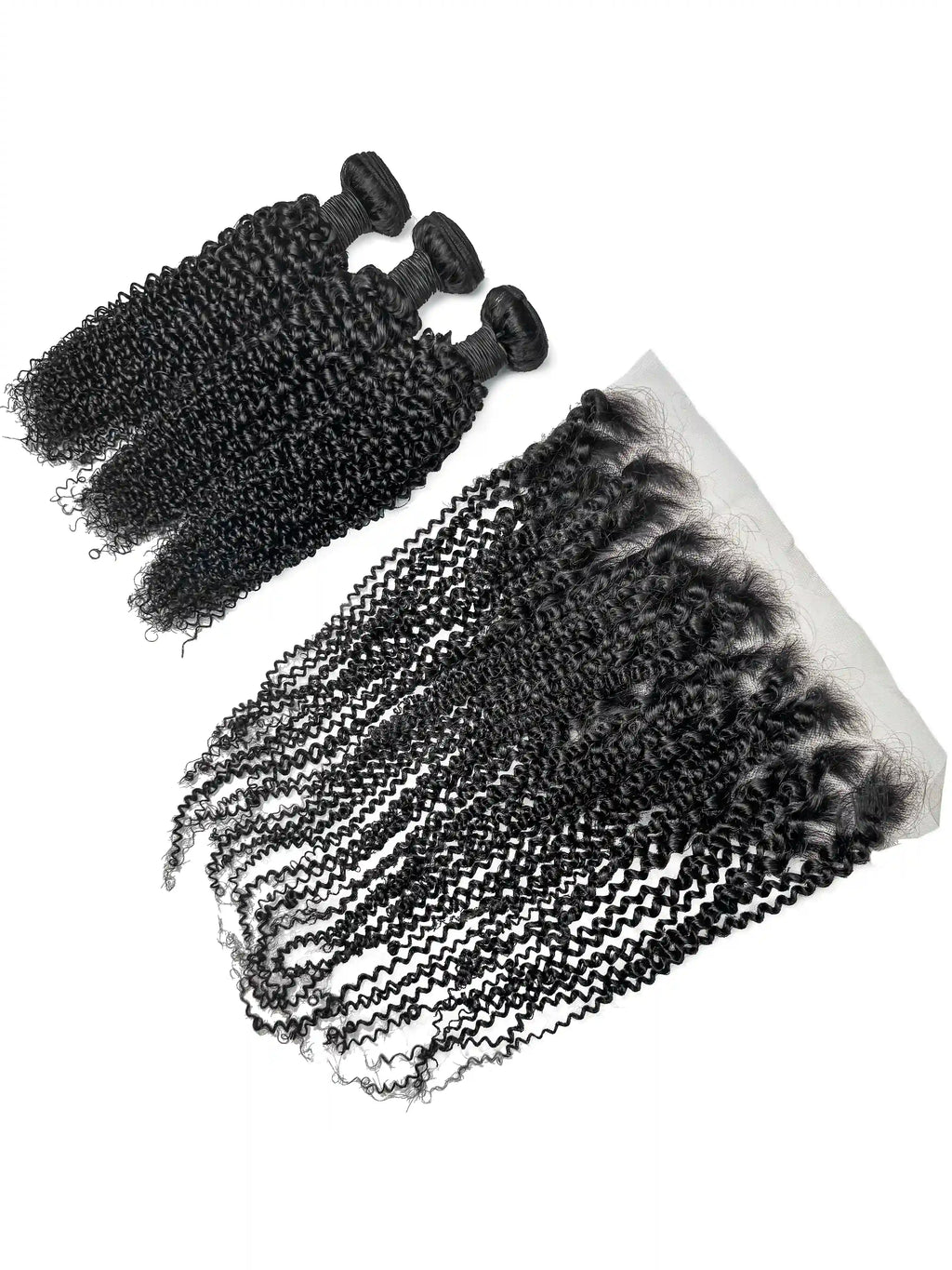 Kinky Curly 3PCS Bundles & 1PC 13x6 Lace Frontal | Transparent & HD Lace | 100% Human Hair | Top Virgin Hair