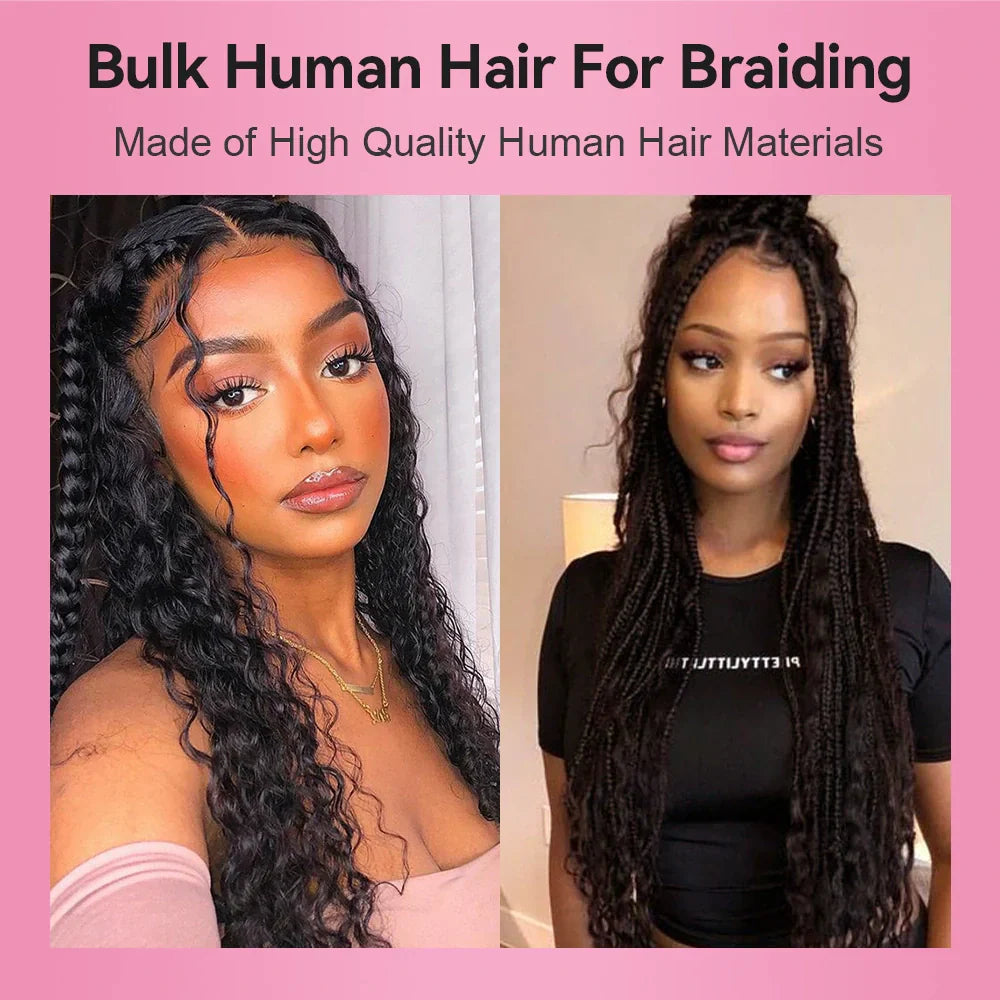 #1 Jet Black Italian Curly 100% Human Hair Braid Styles BORUIHAIR