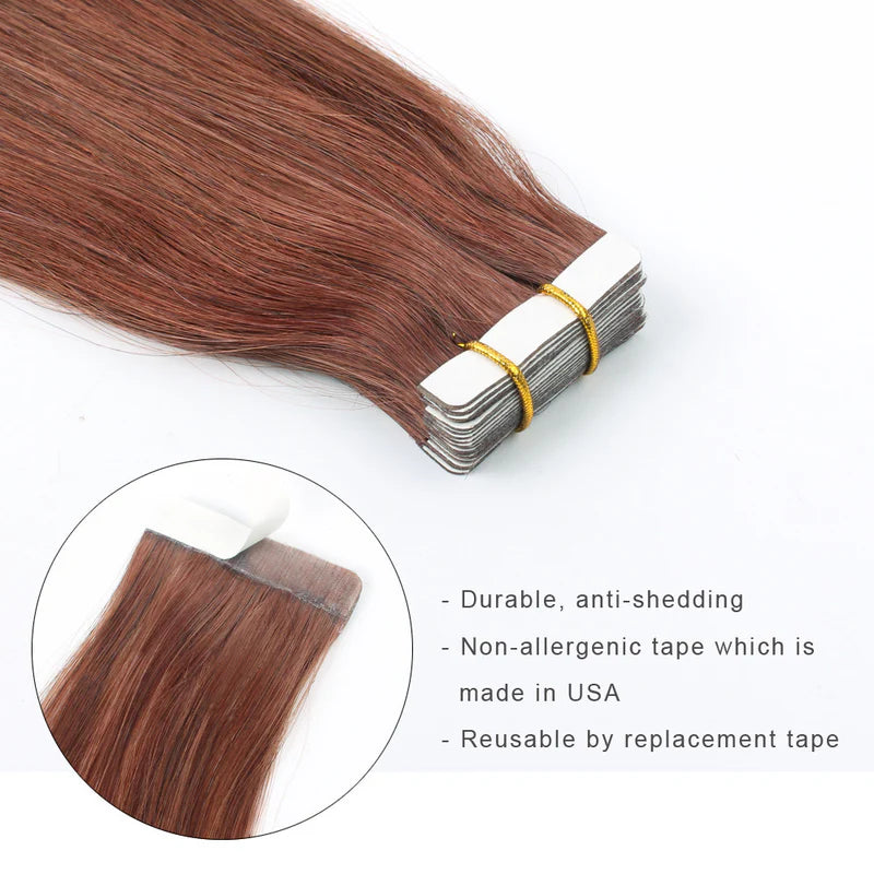 #33 Straight Tape in Hair  Extensions 20pcs 50g/pack Seamless Skin Weft Hair | 100% Human Hair | BORUIHAIR