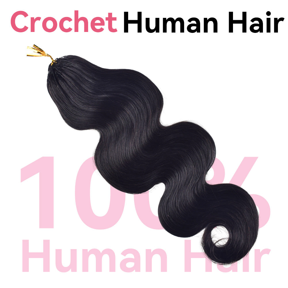 Body Wave Crochet Human Hair Pre Loop Extensions BORUIHAIR