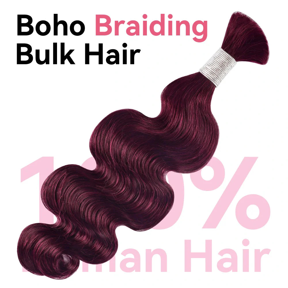 #99J Body Wave Hair Bulk | For Braiding | 100% Human Hair | BORUIHAIR