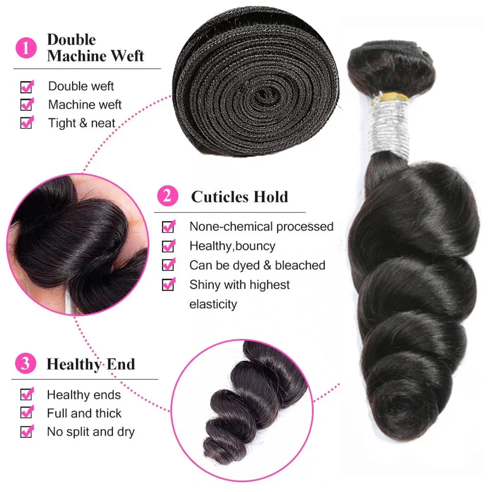 3PCS Loose Wave Top Virgin Hair Bundles | 12–30 Inch |  Boruihair |  100% Human Hair