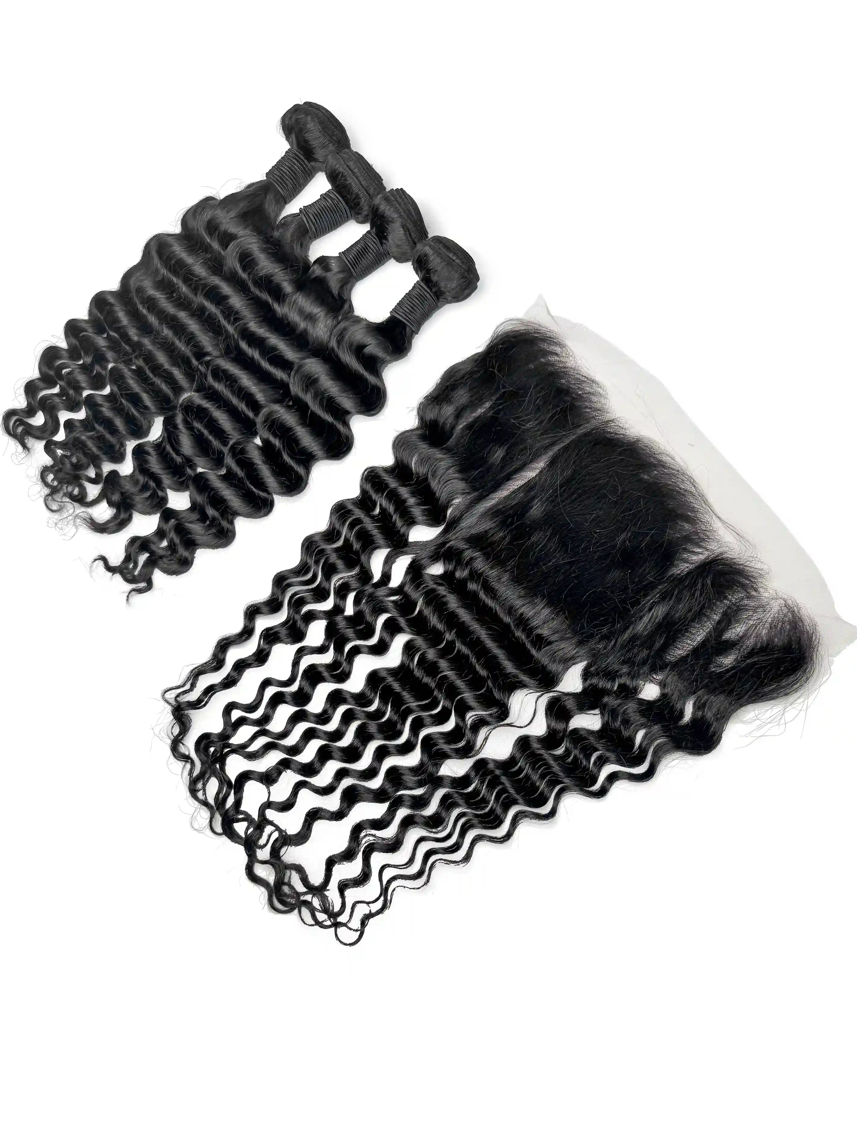 Natural Wave 4PCS Bundles & 1PC 13x6 Lace Frontal | Transparent & HD Lace | 100% Human Hair | Top Virgin Hair