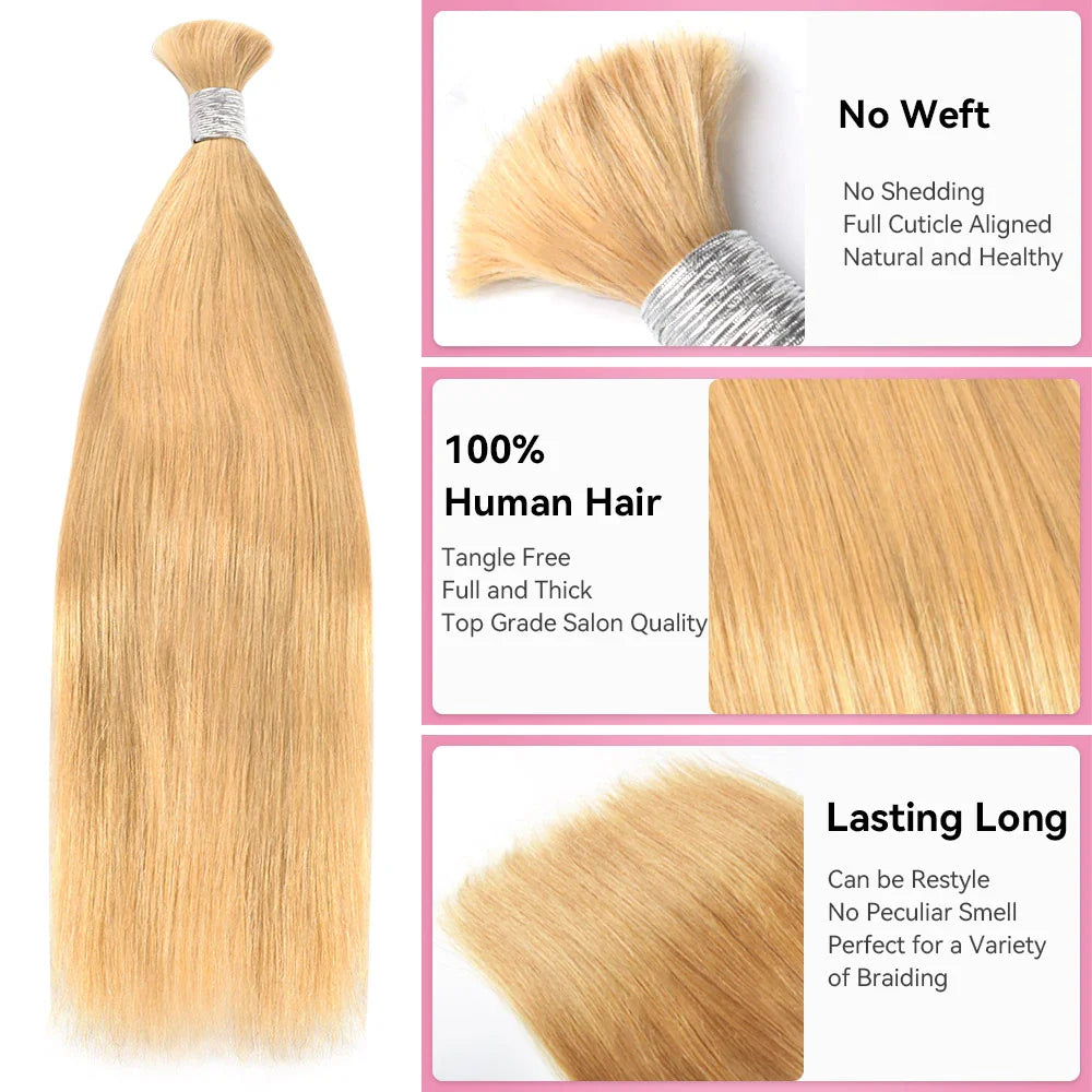 #27 Straight Hair Bulk | Boho Braids | No Weft | 100% Human Hair | BORUIHAIR