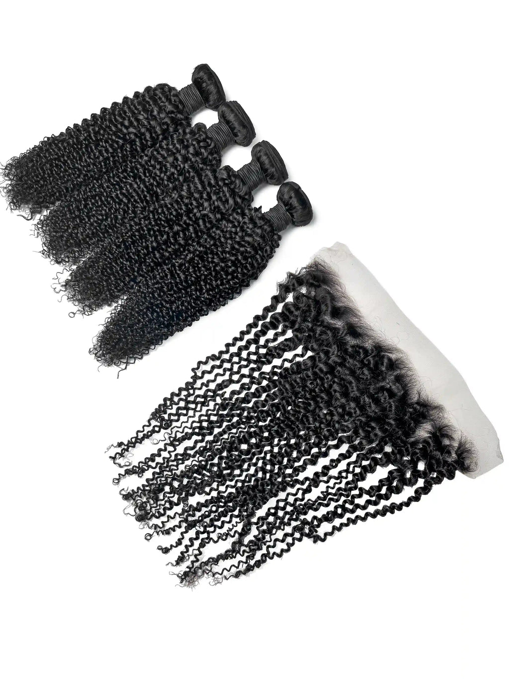 Kinky Curly 4PCS Bundles & 1PC 13x4 Lace Frontal | Transparent & HD Lace | 100% Human Hair | Top Virgin Hair