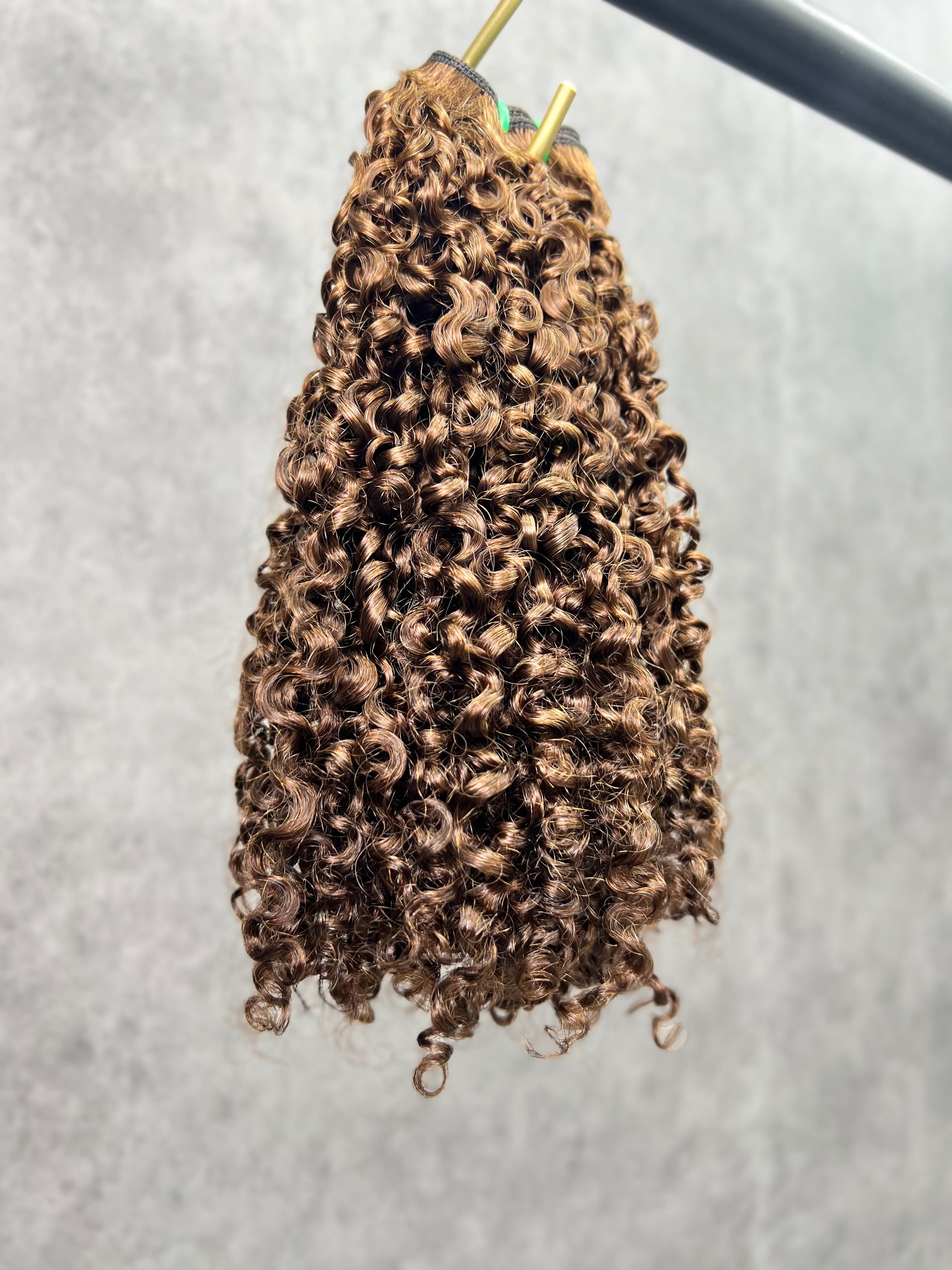 1PC Color #4 Pixie Curly SDD Hair Bundles | 12–30 Inch | Boruihair | 100% Human Hair