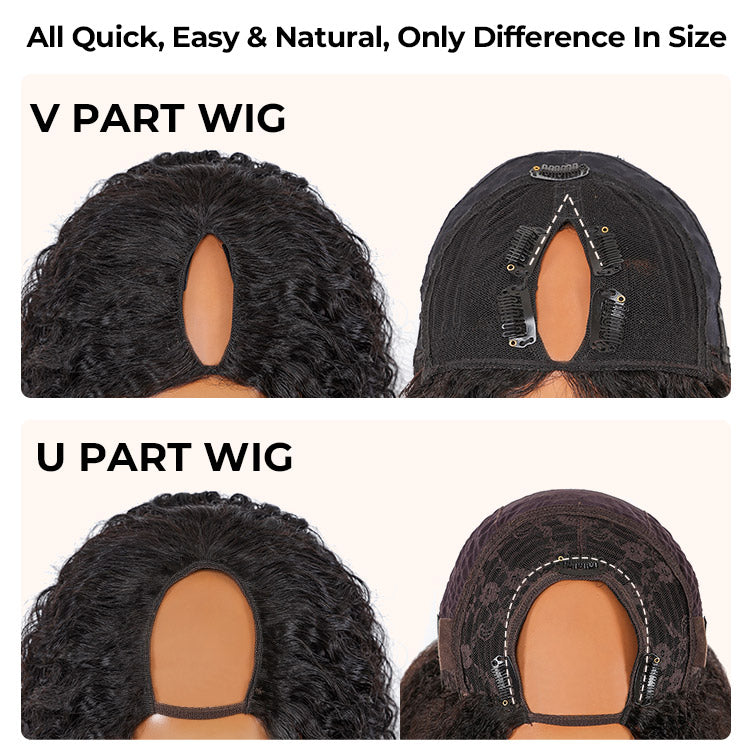 250% Density Boruihair SDD Pixie Curly Glueless Pre‐Plucked Human Hair Wigs| V‐Part & U‐Part Options | 100% Human Hair