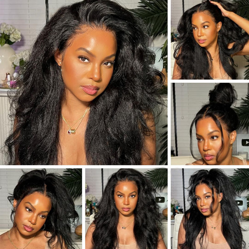 Yaki Straight | Virgin Hair | Wear & Go Half Wig | 3 In 1 Wig No Glue Half Wig | 100% Human Hair
