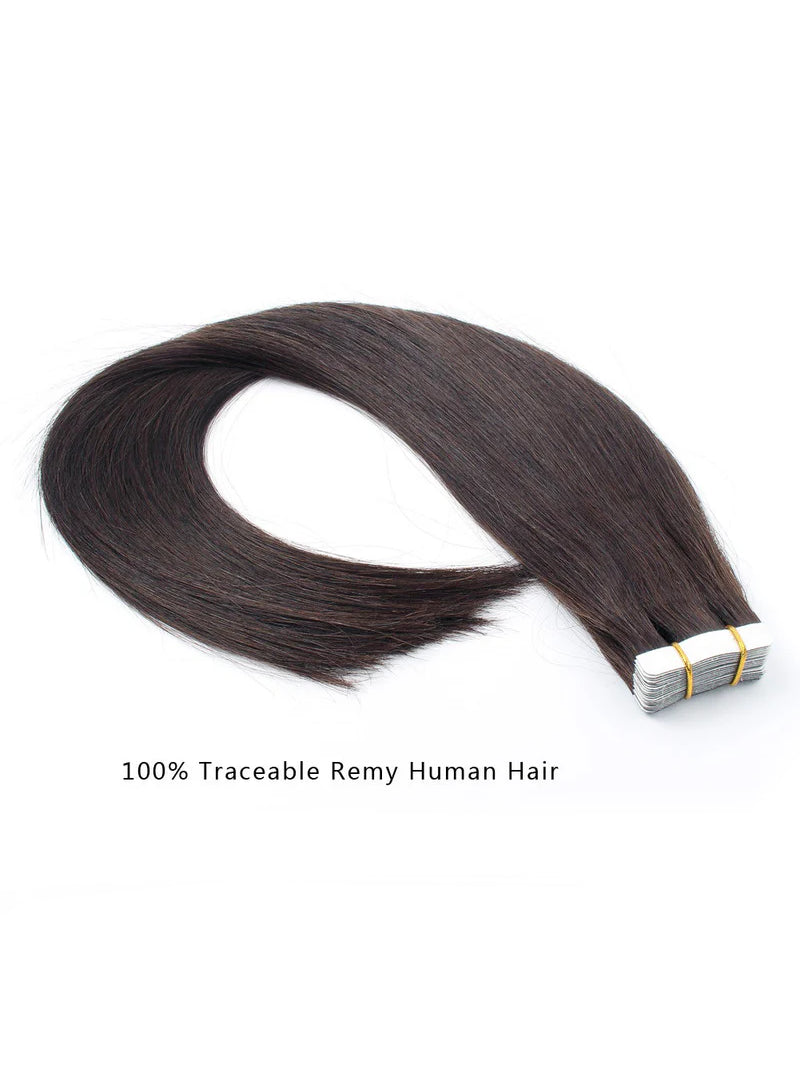 #2 Straight Tape in Hair  Extensions 20pcs 50g/pack Seamless Skin Weft Hair | 100% Human Hair | BORUIHAIR