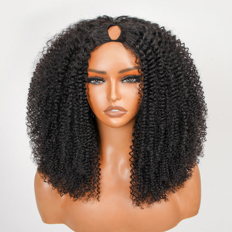 250% Density Boruihair Kinky Curly Glueless Pre‐Plucked Human Hair Wigs| V‐Part & U‐Part Options | 100% Human Hair