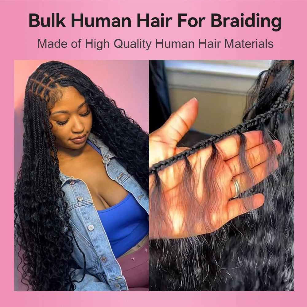 #1 Jet Black Bulk Human Hair For Boho Braids BORUIHAIR