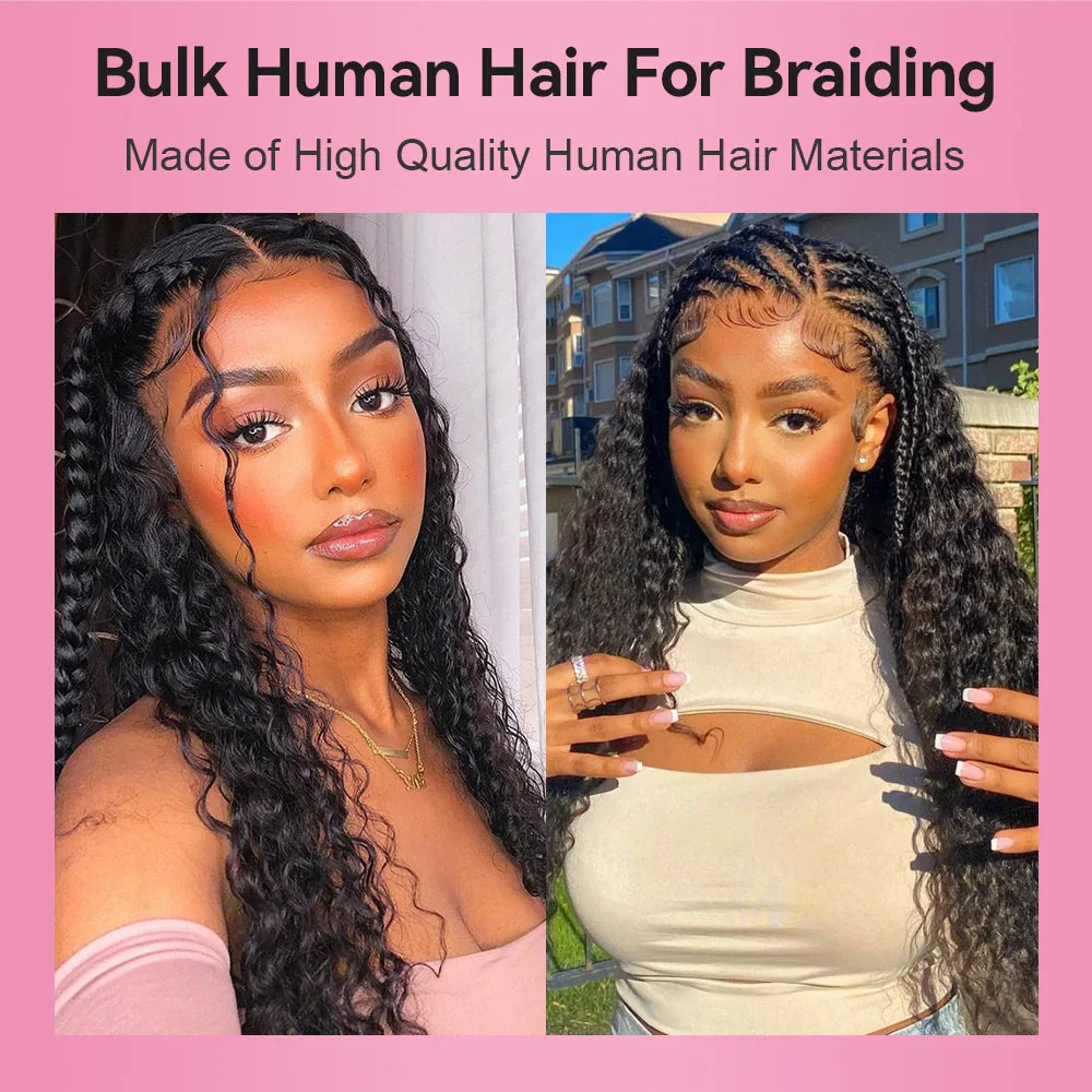 Natural Black Italian Curly Bulk Human Hair For Boho Braids BORUIHAIR