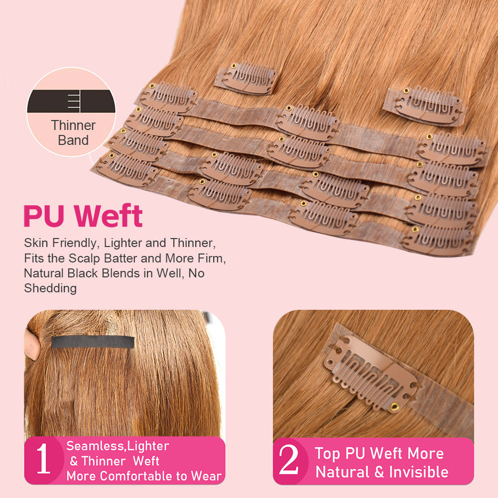 #8 Straight |6Pcs 100g | PU Seamless Clip ins Hair | 100% Human Hair | boruihair