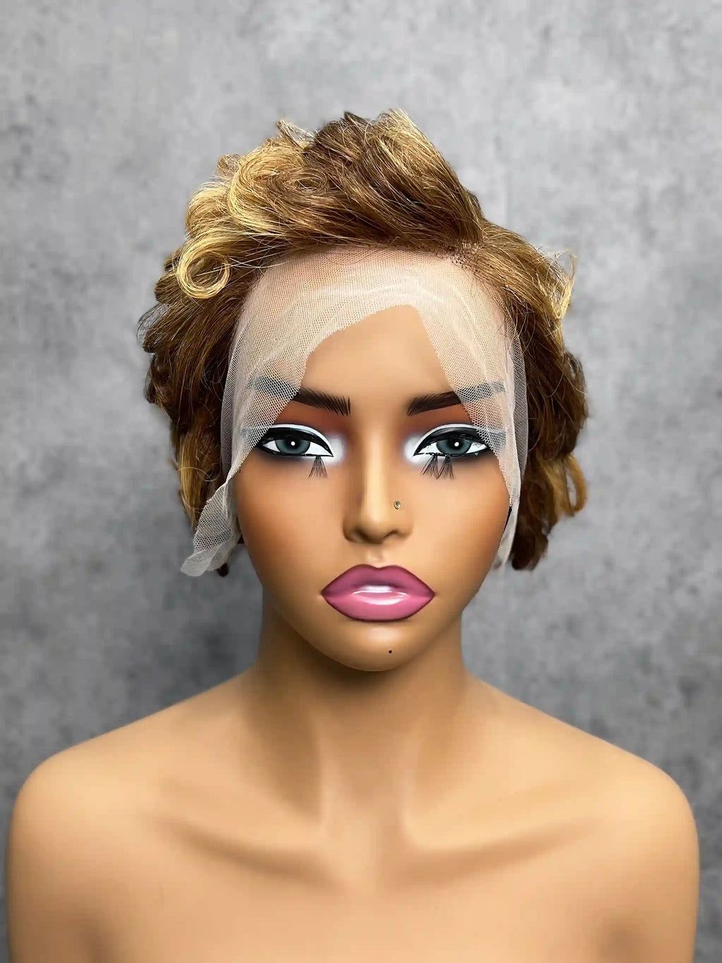 Short Layered Pixie Cut Curly Wigs Transparent 13*4 Full Frontal Lace Color Wig | 100% Human Hair | Boruihair