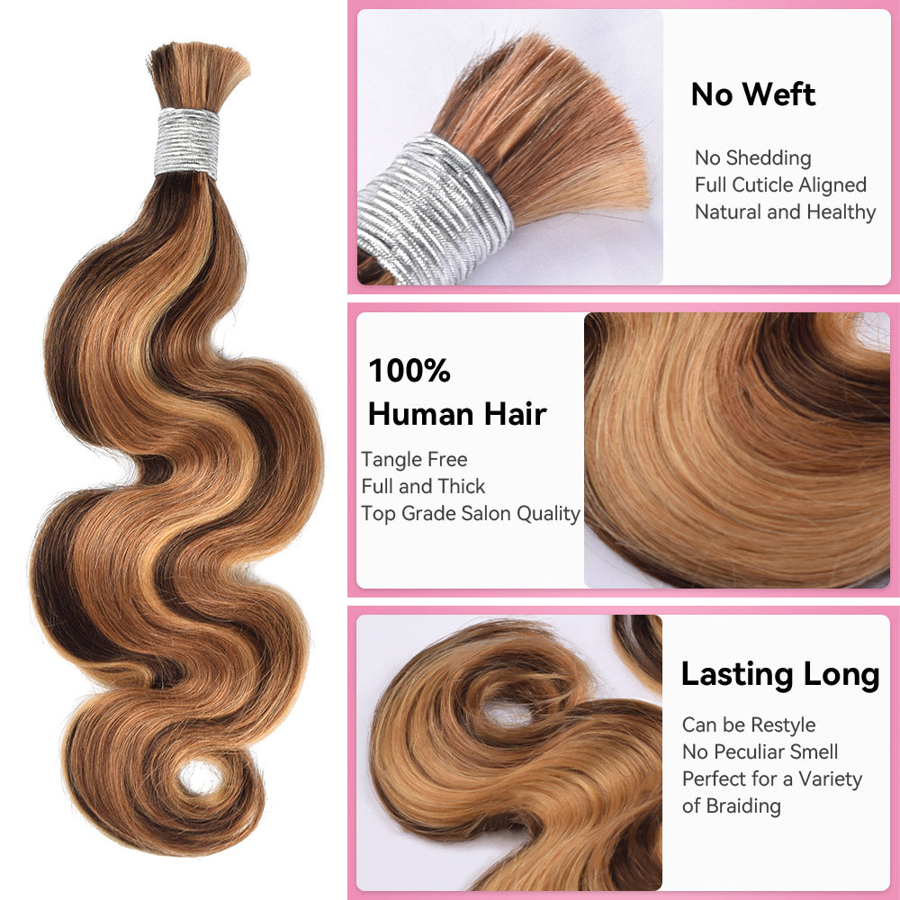 #4/27/30 Braid Body Wave Hair Bulk | 100% Human Hair | BORUIHAIR