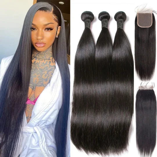 Straight 3PCS Bundles & 1PC Closure or Frontal – 5x5, 13x4 & 13x6 | 100% Human Hair | HD Lace Wig | Boruihair