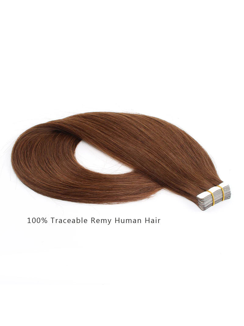 #4 Straight Tape in Hair  Extensions 20pcs 50g/pack Seamless Skin Weft Hair | 100% Human Hair | BORUIHAIR