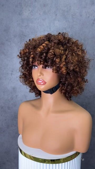 SDD 4/27# Rose Curly Drawstring Color Wigs Easy To Wear & Go 3/4 Flip Over Half Wig Glueless 100% Human Hair