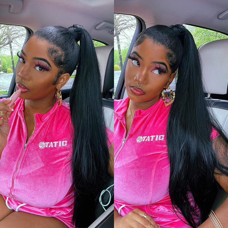 Straight 12A Warp Around Ponytails 100% Human Hair Ponytails