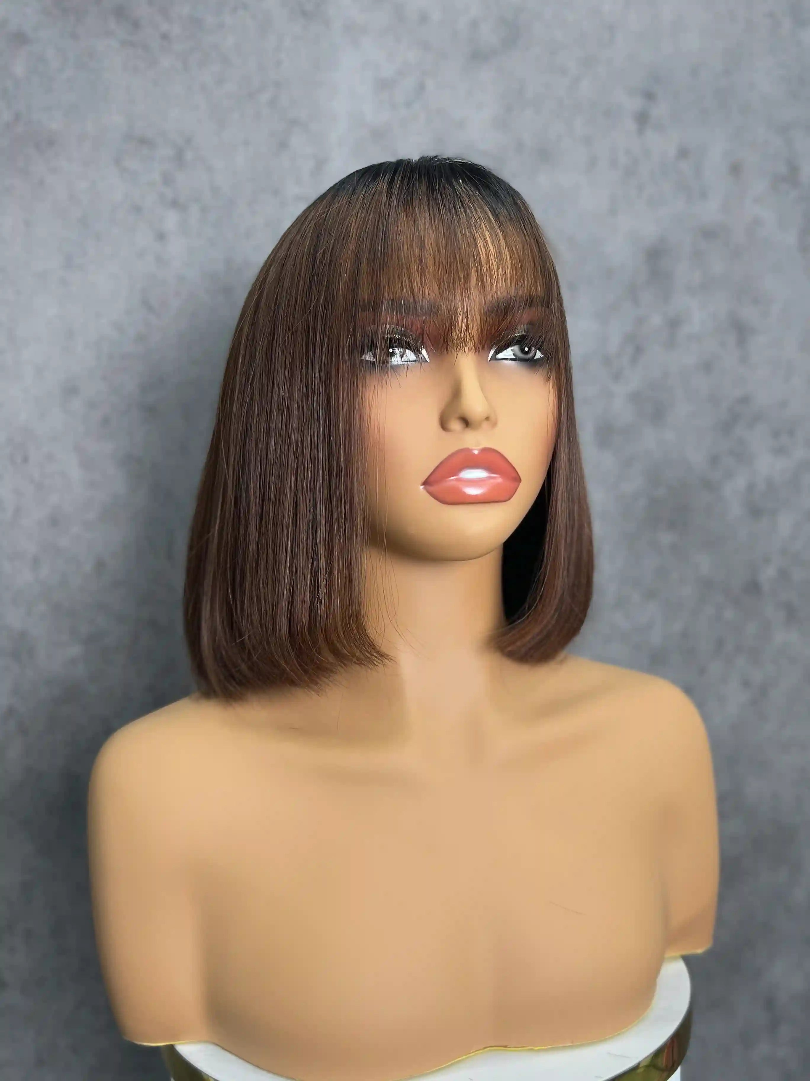 2x6 Lace Bob Human Hair Wig With Bangs Vietnamese Lace Straight Colorful Wig| 2x6 Transparent Closure | 100% Human Hair | Boruihair