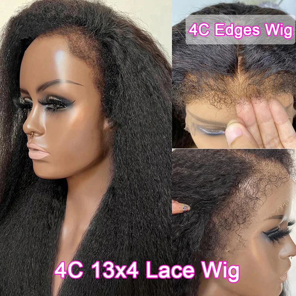 4C Edges Baby Hair Lace Wig | 13x4 & 13x6 HD Lace Frontal Wig| Natural Hairline Kinky Straight Wig