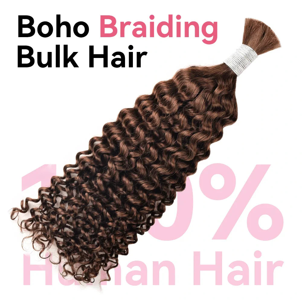 #4 Deep Curly Bohemian Human Hair For Braiding BORUIHAIR