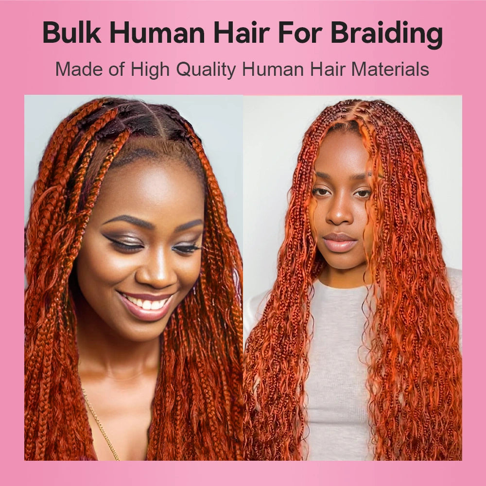 #350 Ginger Orange Deep Wave Hair Bulk | For Braiding | 100% Human Hair | BORUIHAIR